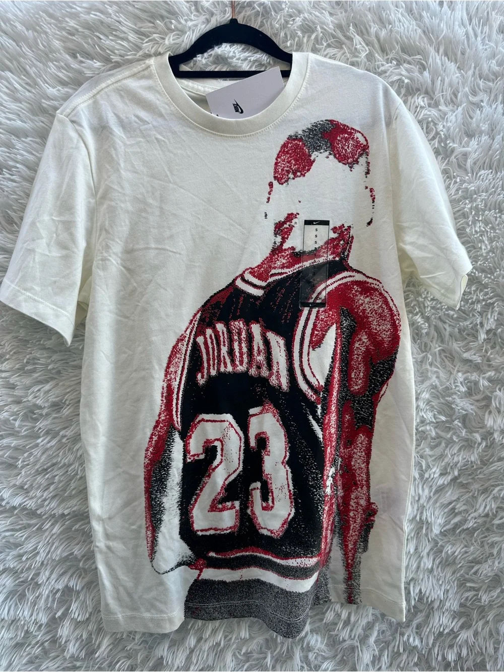 Jordan White Short-Sleeve Tee with Red & Black Michael Jordan Graphic